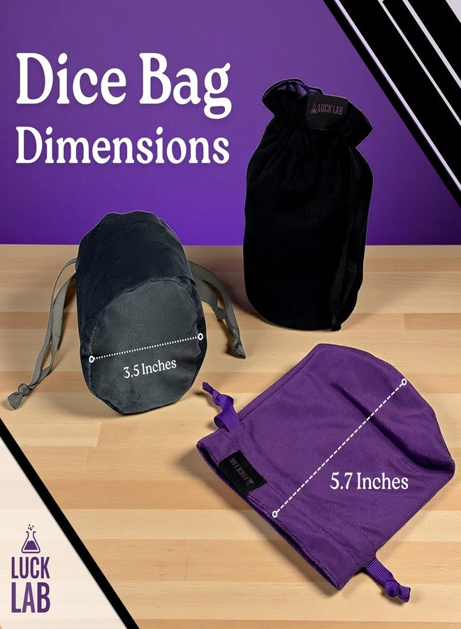 Luck Lab Velvet Drawstring Dice Bag - Set of Three Colors - Dungeons and Dragons Fabric/Standing Cotton Fabric Dice Bags/D&D Dice Pouch/Small Pouch/Velvet Jewelry Bag (Purple, Black, Grey) - Image 5